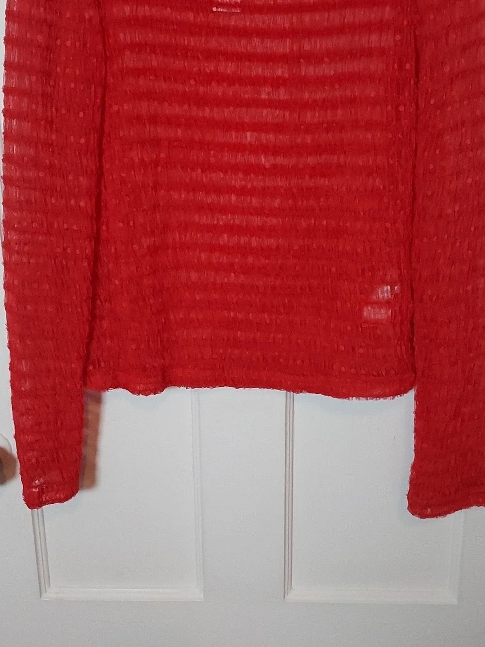Maeve Anthropologie Women's Long-Sleeve Polka Dot Mesh Top Sheer Size Medium